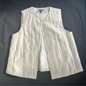 EILEEN FISHER quilted 100% silk vest, perfect condition.  Swipe for measurements